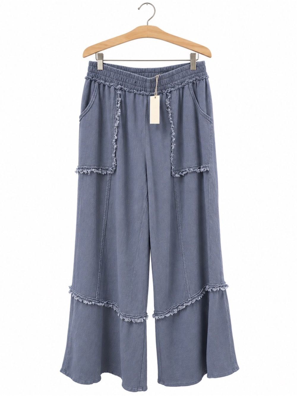 NWT Easel Boho Patchwork Wide Leg Pants Blue 1X-missing drawstring!